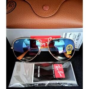 Ray-Ban RB3026 Gold Frame Blue Gradient Lens 62mm Sunglasses‎